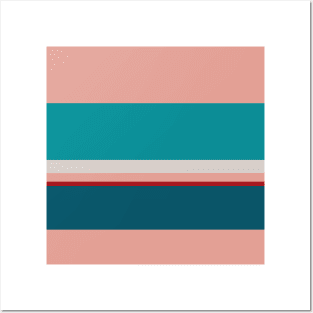 An attractive incorporation of Rouge, Blush, Silver, Dark Cyan and Philippine Indigo stripes. Posters and Art